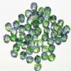 50 6mm Faceted Tri Tone Crystal, Green, & Purple Beads